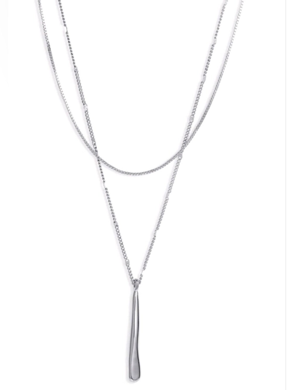 Jenny Bird Silver Layered Pendant Boho Coastal Euro Summer Minimalist Necklace